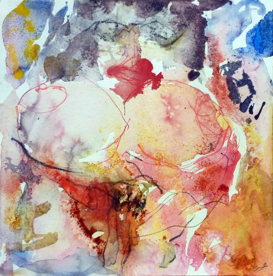 aquarelle, épices etc. sur papier 30/30 cm