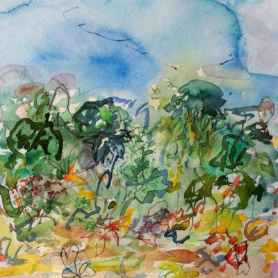 aquarelle, épices etc. sur papier 30/30 cm