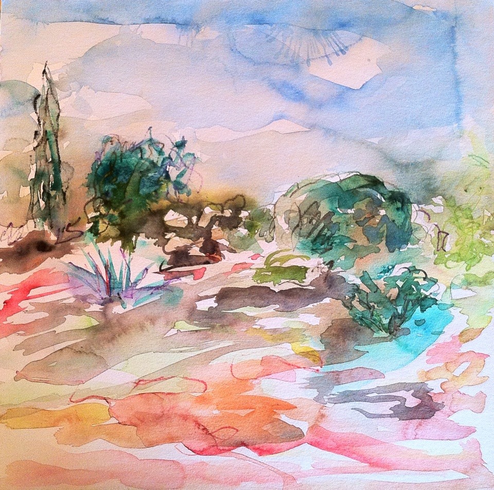 aquarelle, épices etc. sur papier 30/30 cm