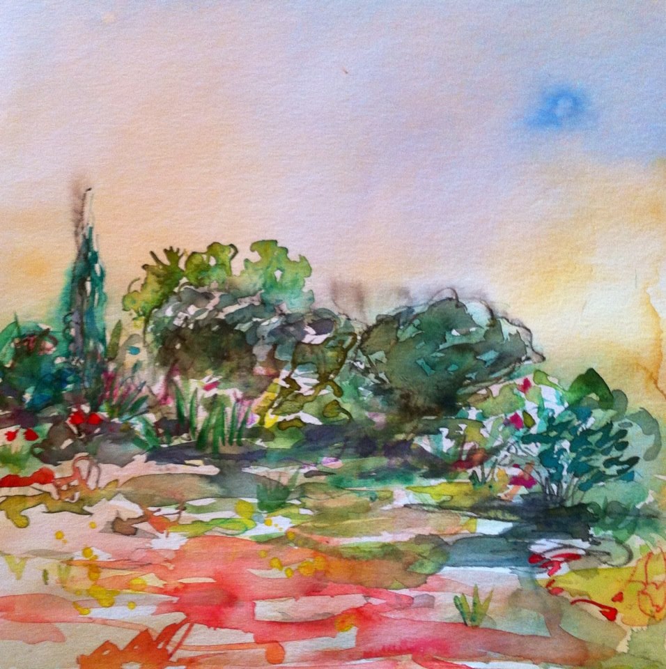 aquarelle, épices etc. sur papier 30/30 cm