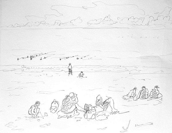  Ile d'Oléron croquis de plage 20/30 cm