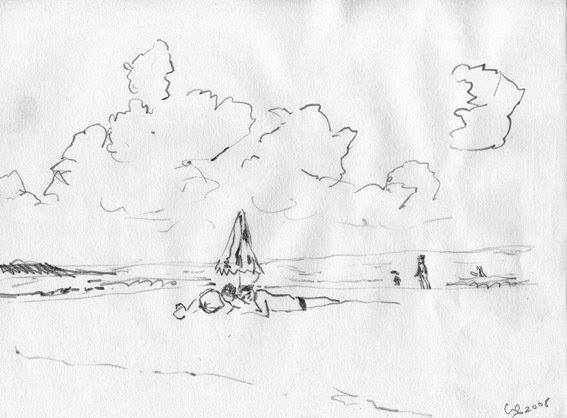  Ile d'Oléron croquis de plage 20/30 cm