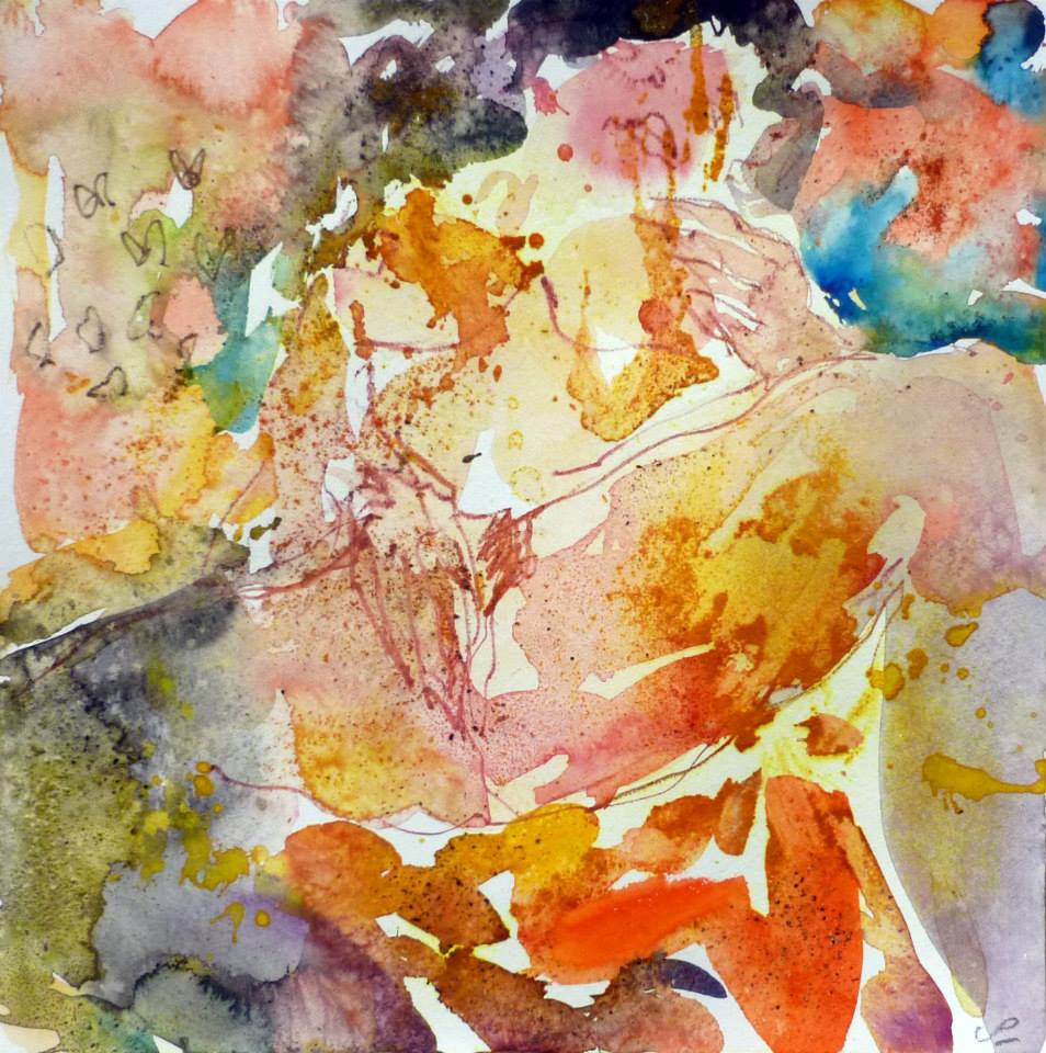 aquarelle, épices etc. sur papier 30/30 cm