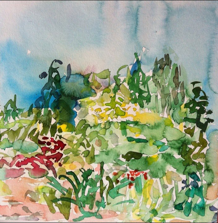 aquarelle, épices etc. sur papier 30/30 cm