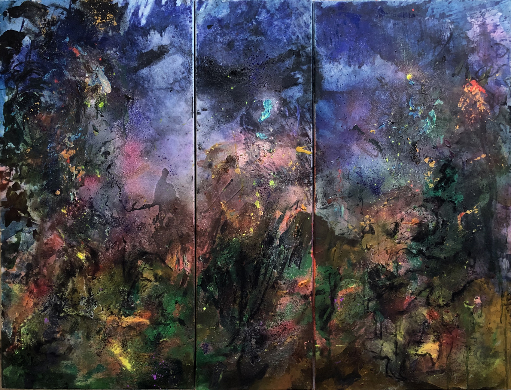 la nuit des étoiles  100/120 cm  triptyque