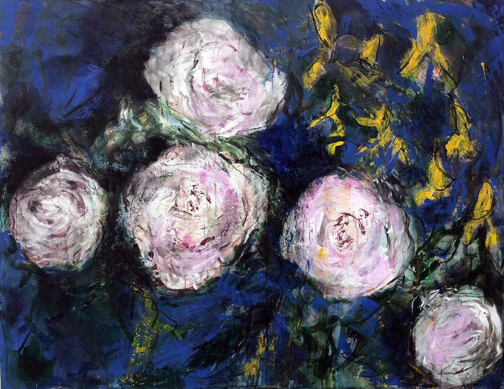 Les pivoines bleues  114/146 cm 