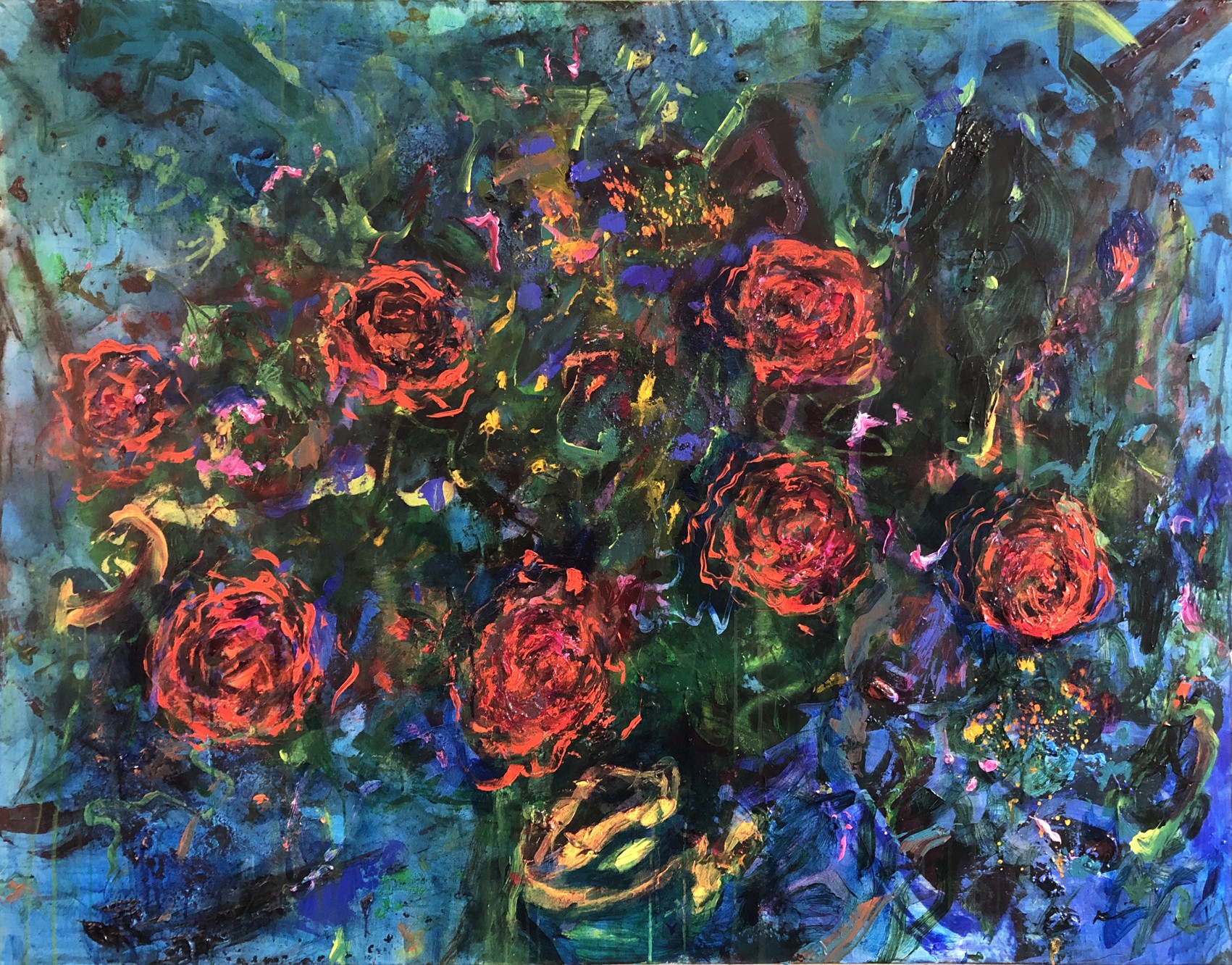 Les roses bleues   114/146 cm 