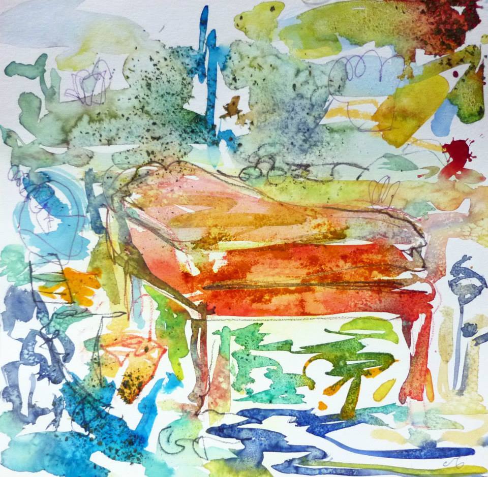 Piano 11 peinture sur papier 2014 30:30 cm 