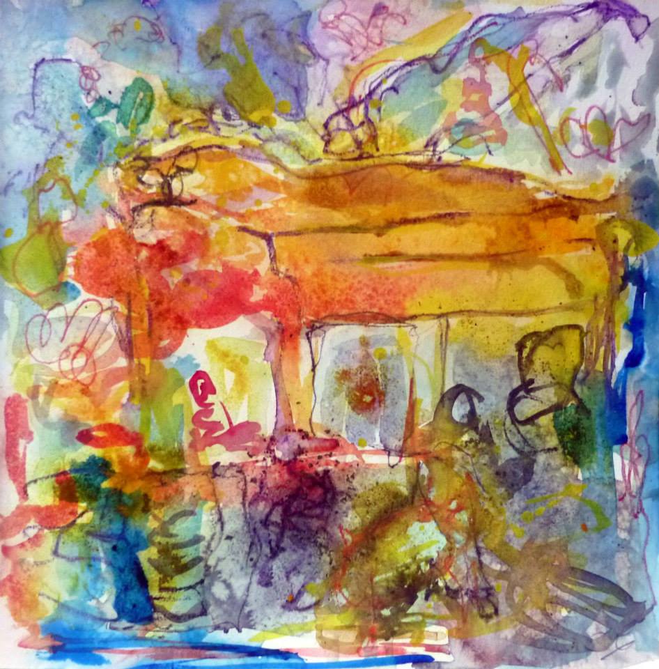 Piano 2 peinture sur papier 2014 30:30 cm 