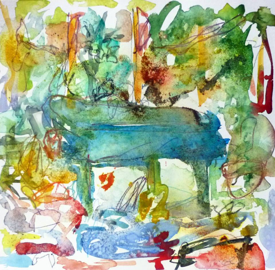 Piano 4 peinture sur papier 2014 30:30 cm 