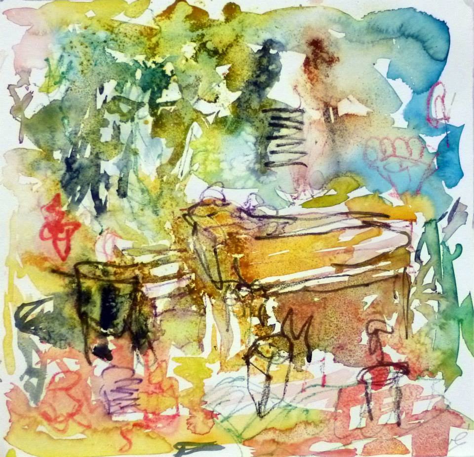 Piano 5 peinture sur papier 2014 30:30 cm 