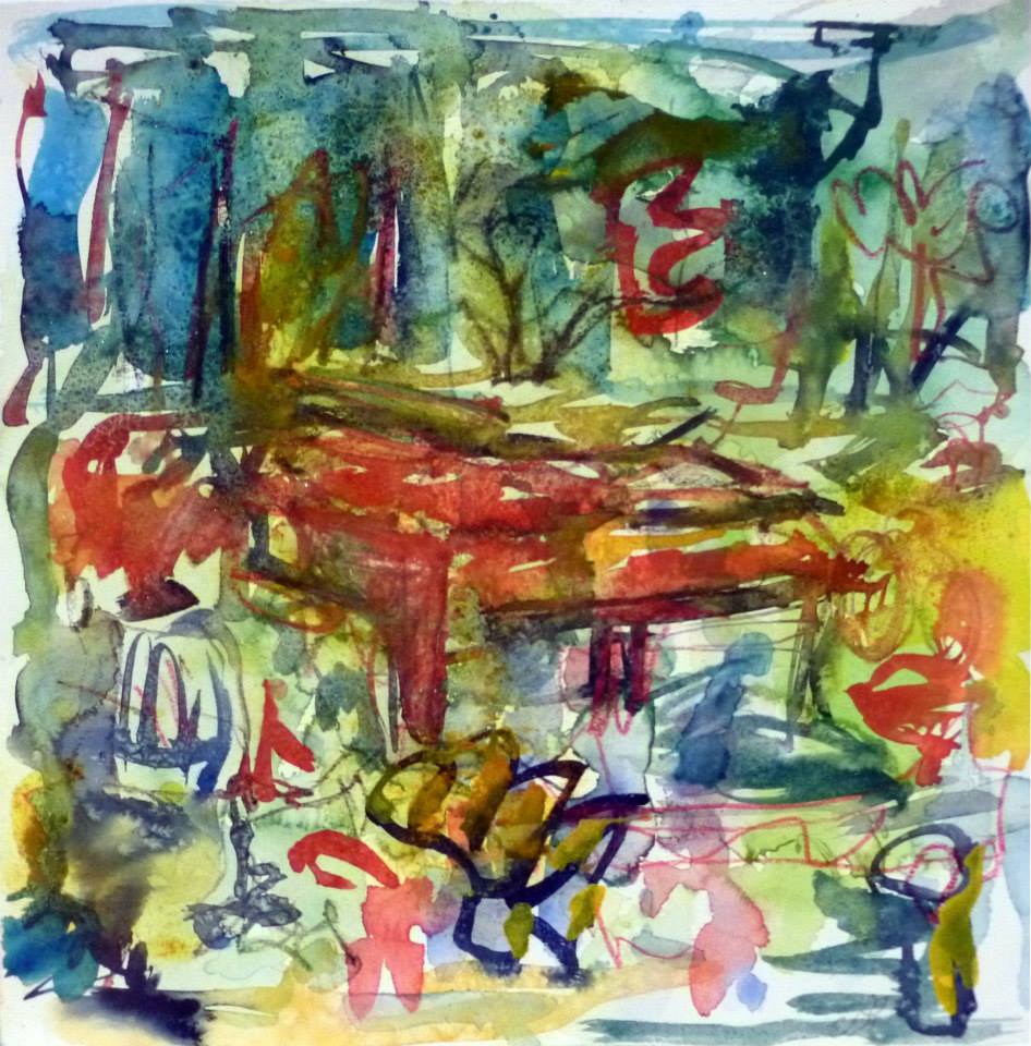 Piano 6 peinture sur papier 2014 30:30 cm 